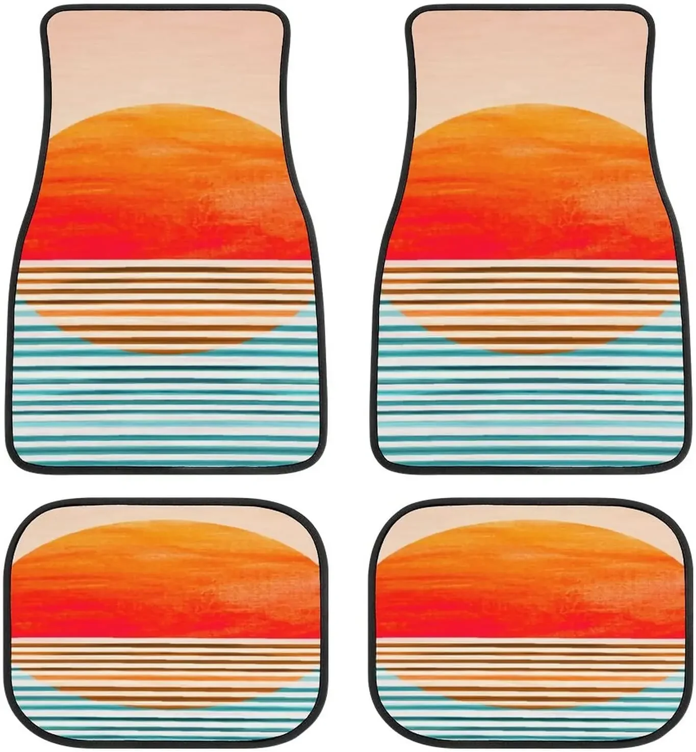 Sunset Ladder Art Colored Car Mats Universal Drive Seat Carpet Vehicle Interior Protector Mats Funny Designs All-Weather Mats Fi