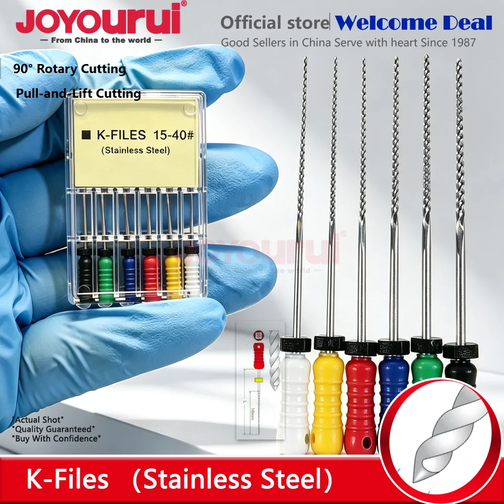 Dental K Files Stainless Steel Endodontic File Hand Use Root Canal Shaping Instrument #15-40 Assorted 6Pcs/Box Hot Sale Supplies