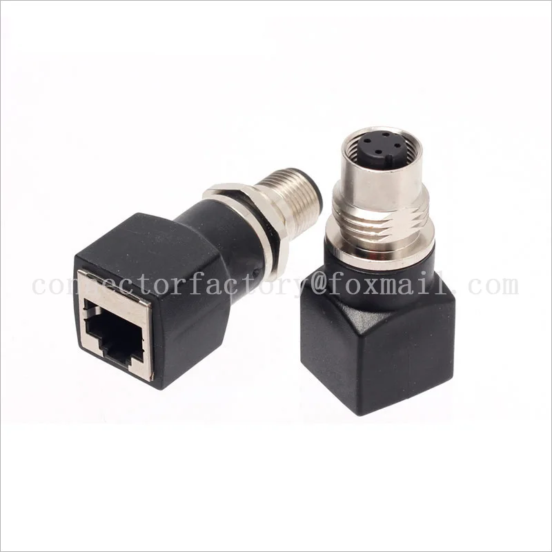 1Pcs 5Pcs 10Pcs M12 Adapter 4 Pin D-coded 8 Pin A X Buckle Coding Male Female Plug To RJ45 Network Ethernet Rail Transit Adapter