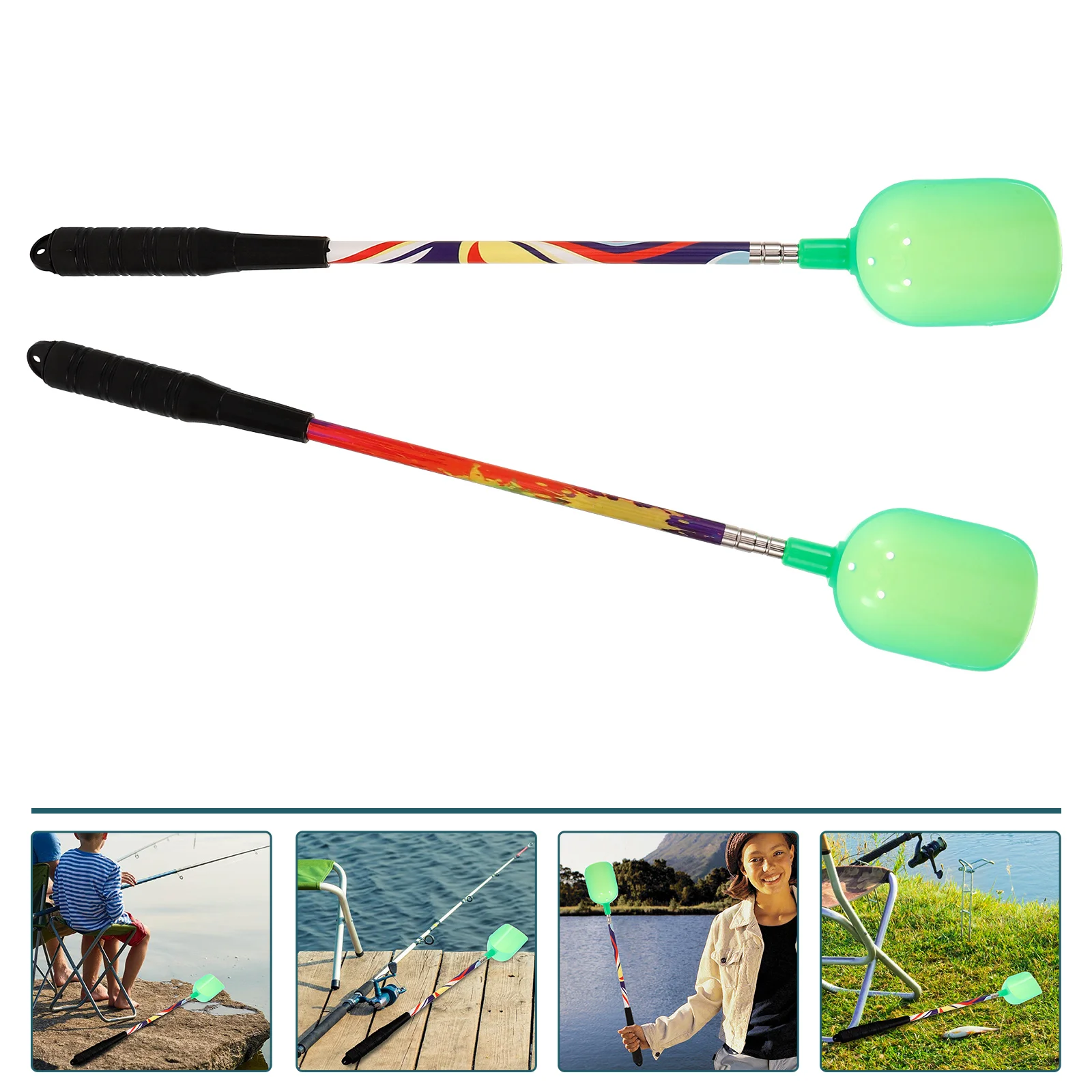 

2 Pcs Pond Skimmer Net Bait Thrower Device Outdoor Fishing Tackle Crabbing Kit Lure