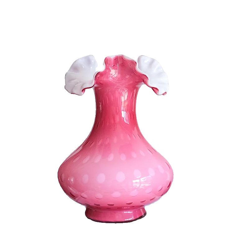 

Super sweet berry color, rose red polka dot medieval vase glass flower ware