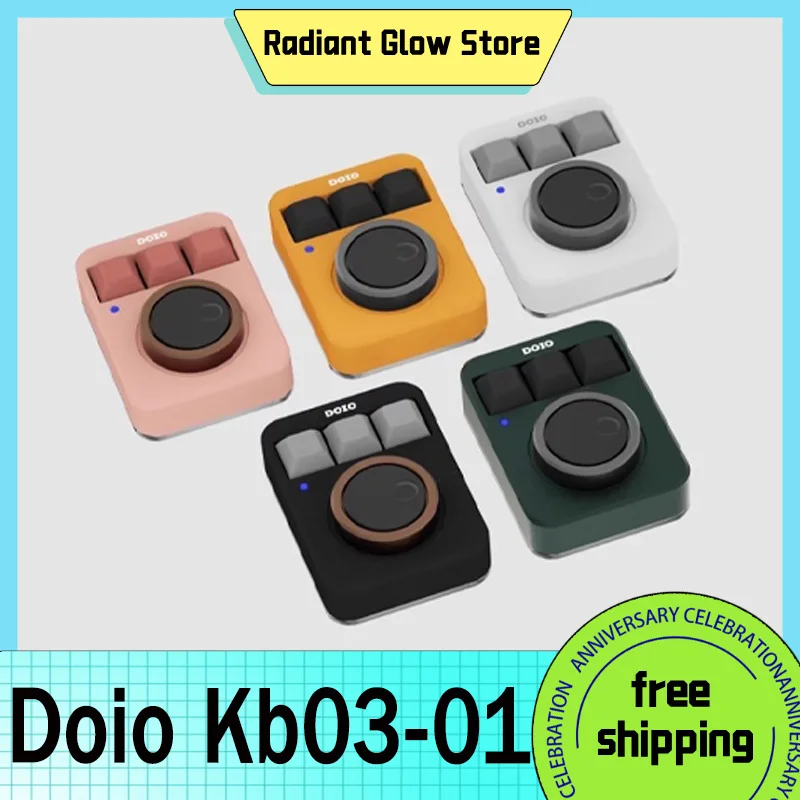 

Doio Kb03-01 Double Knob Mechanical Keyboard Aluminum Alloy Custom Volume Multimedia Boyfriend Gift Rgb Backlit Customize Via Ps