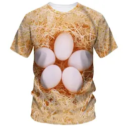 Summer Men Fun Egg Creative Pattern Fashion Casual Personality Loose 3d Printed O Collar Short Sleeve T-Shirt Street Trend Top