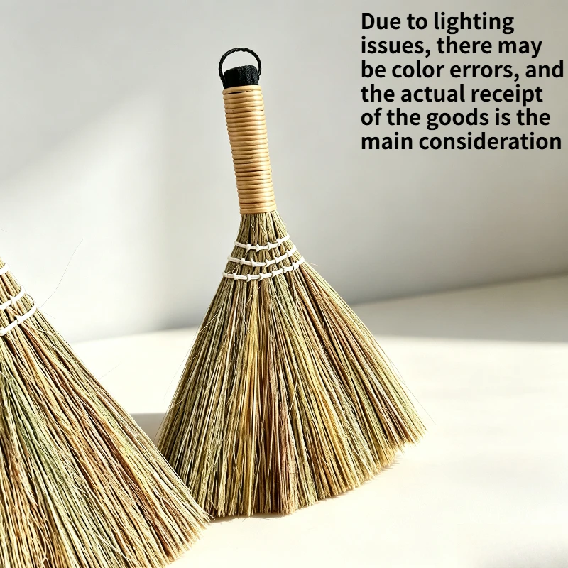 Natural Miscanthus Hand Woven Broom Soft Brush Duster for Home Bed and Desktop Cleaning Vintage Hand Sweeping Tool
