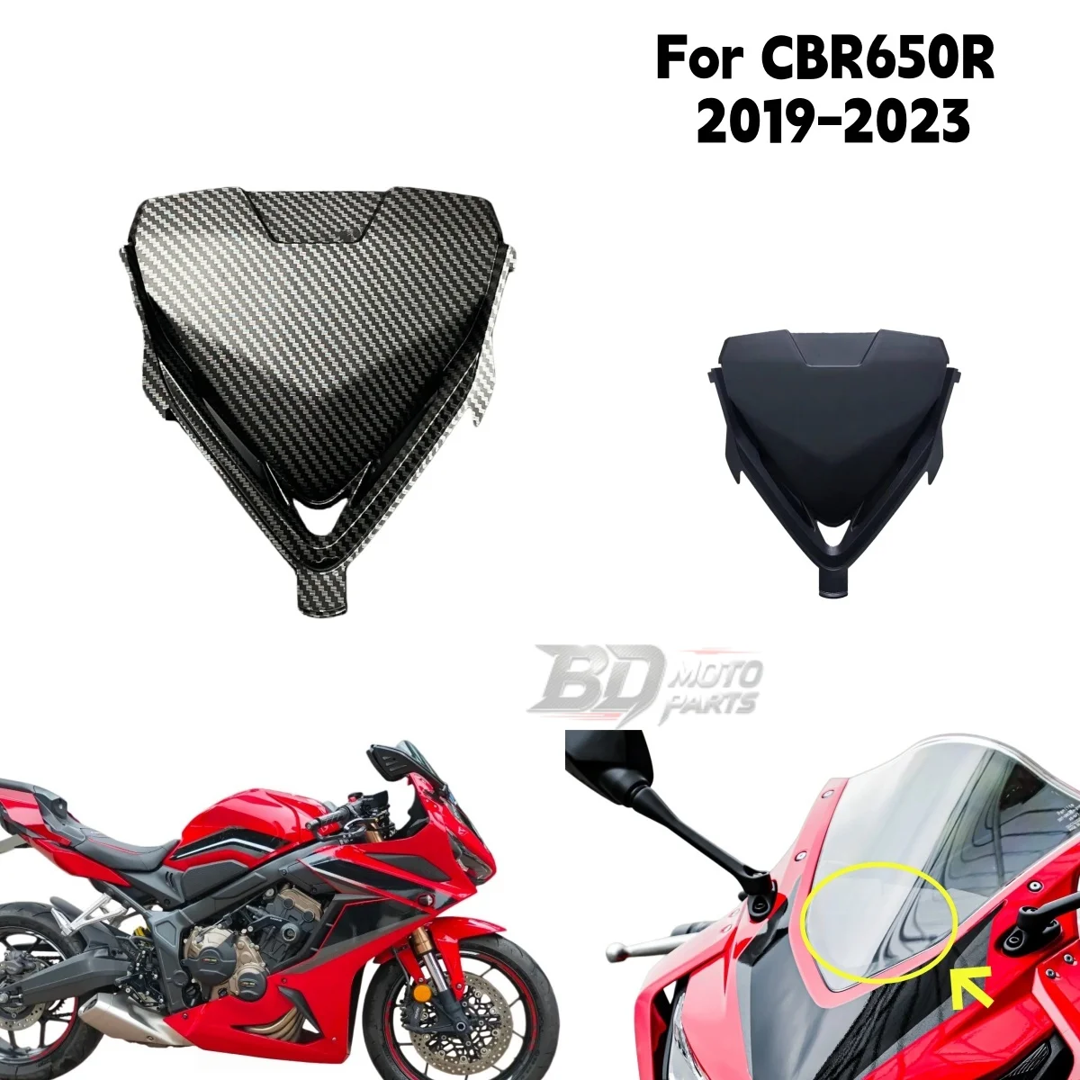 For Honda CBR650R 2019 2020 2021 2022 2023 Motorcycle Instrument Upper Cover Panel Headlight Upper Cover Fairing Accessories