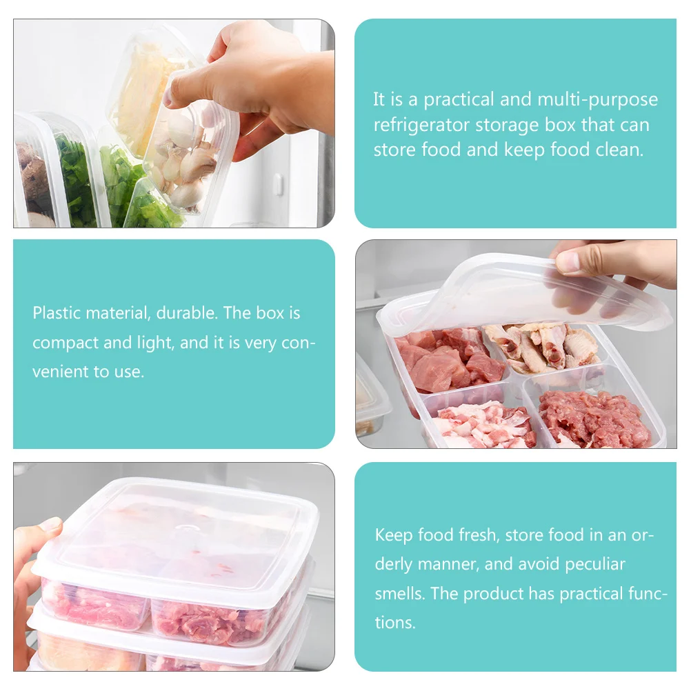 

2pcs Fridge Storage Container Fresh Food Organizer Plastic Compact Transparent Container Food Storage Fresh Keeping Box
