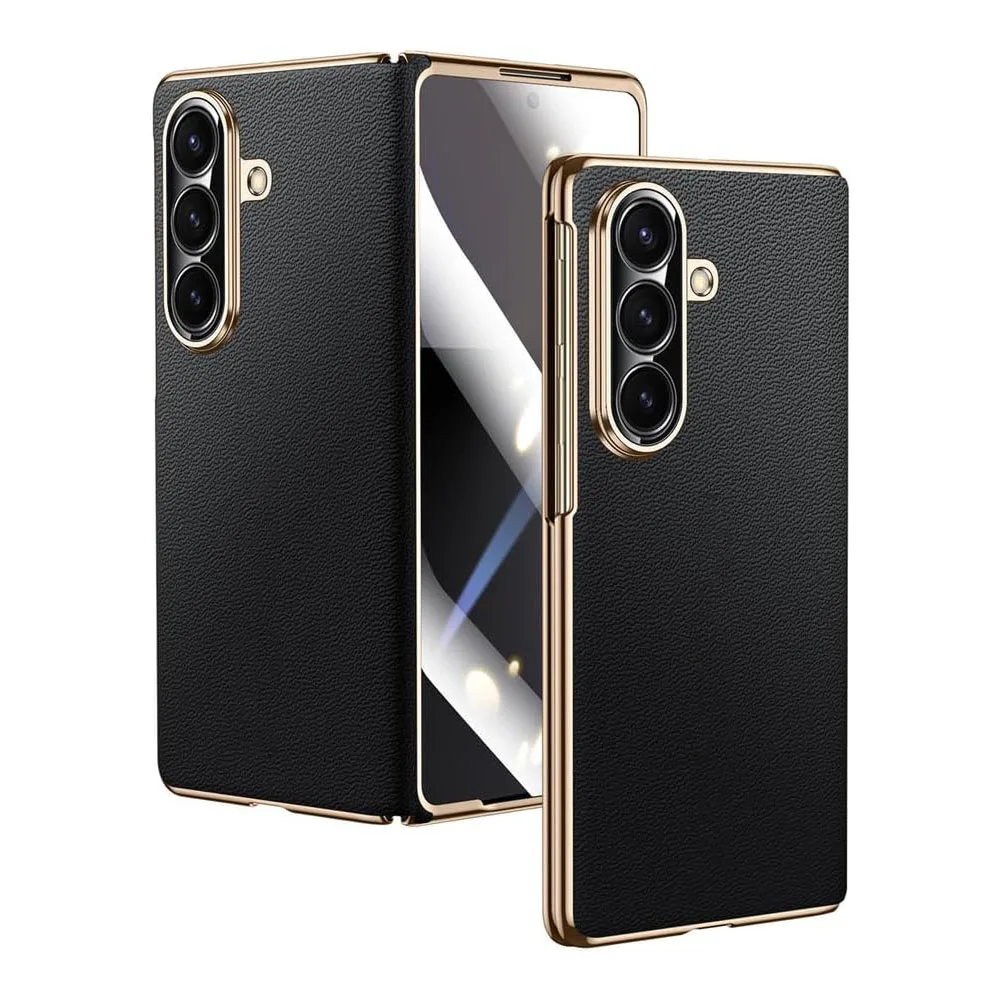 Genuine Leather Case for Samsung Galaxy Z Fold 7 - Magnetic, Slim, Luxury Business, Electroplated, All-Inclusive Protection