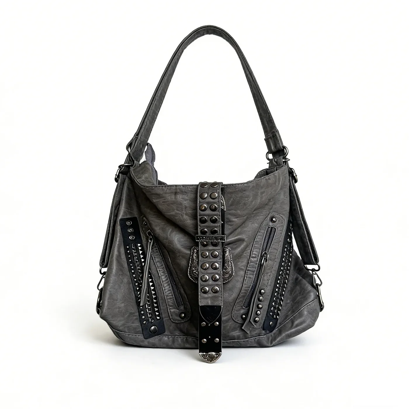 Subculture Hottie Commuter Backpack Large Capacity Tote Bag Punk Locomotive Style Shoulder Bag