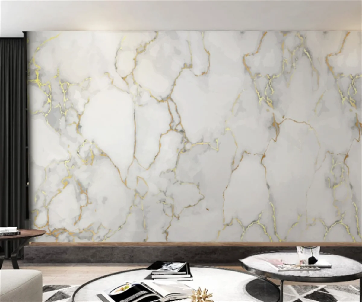 

European luxury marble wallpaper villa living room TV background wallpaper atmospheric simple 3d mural papel de parede