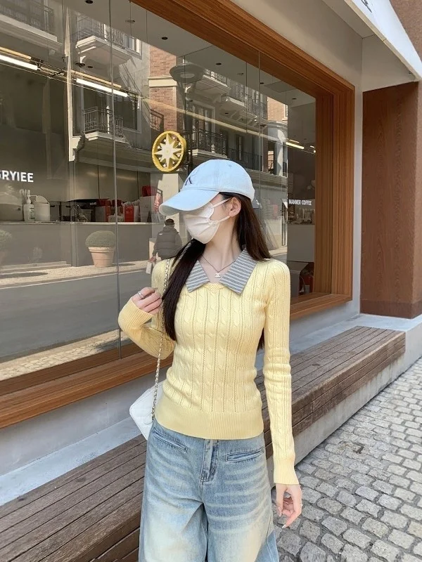 

Модный женский свитер в корейском стиле с мягким вязаным узором, коллекция ранняя весна 2026, дизайнерская новинка, топ для повседневной носки