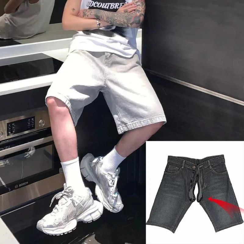 

Мужские джинсы-карго с открытой промежностью, рваные, экзотические, повседневные, уличный стиль, для пар