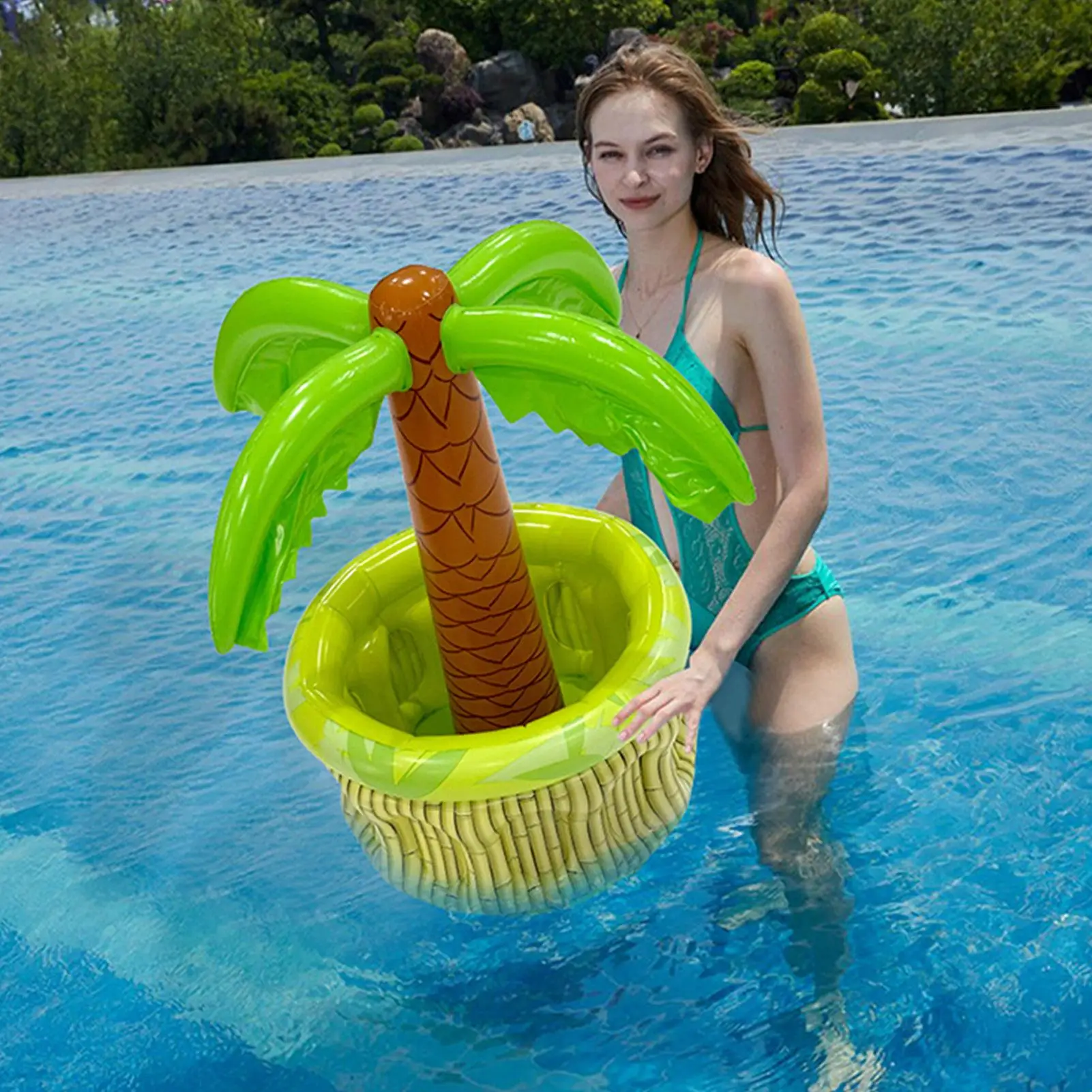 Inflatable Palm Tree Ice Bucket Bear Cooler Drink Holder Balloon Hawaiian Birthday Decoration Summer Beach Pool Party Supplies