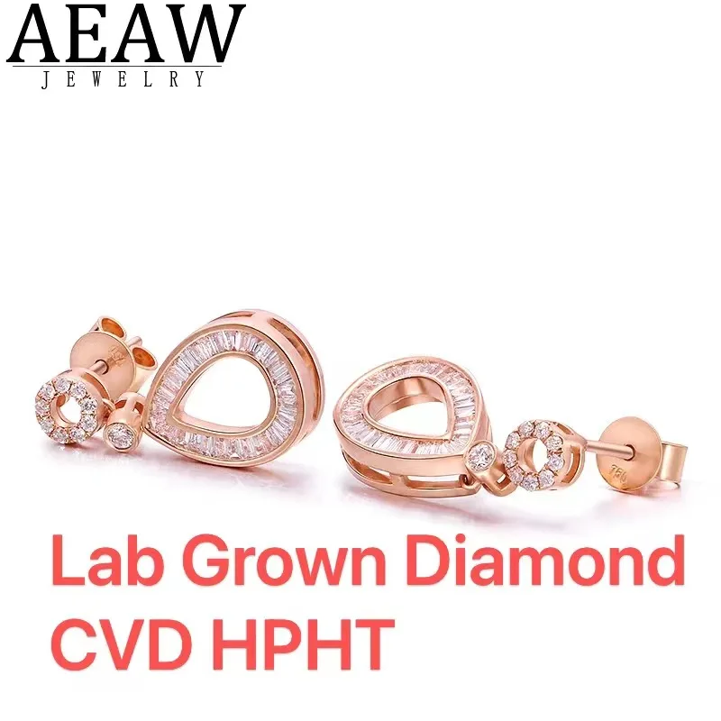 

Pear Shape 0.5ctw DEF VS-VVS Lab Created Baguette Diamond Drop Earring Solid 14K Rose Gold Earring Praty Gift for Lady