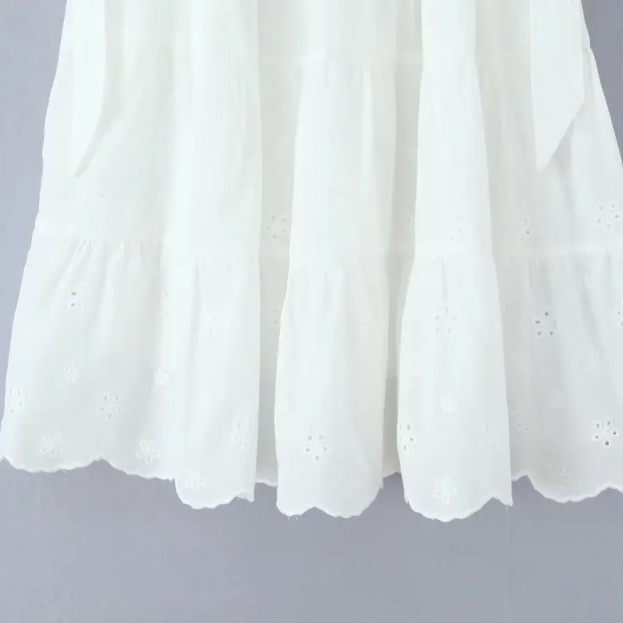 تنورة قصيرة أنيقة مطرزة بحزام، تصميم نسائي جديد للربيع، مصنوعة من ألياف البوليستر عالية الجودة، تنورة أميرة بخصر مرتفع