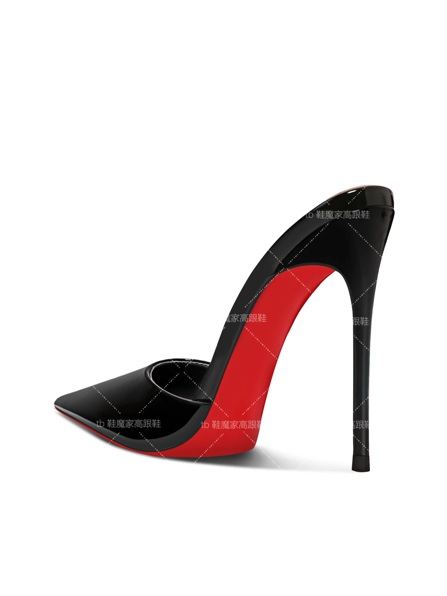Black Toe Sandals with Pointed Toes Women's High Heels, Ultra-Fine Heels, Straight Back, Half Empty Slippers for Wearing Outside