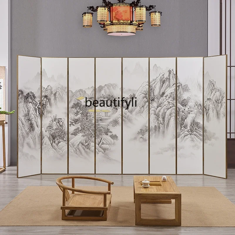 

Chinese screen hand-painted entrance mobile screen hotel lobby office background wall R