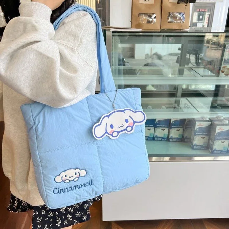 Sanrio Tas Nieuwe Donzen Doek Schoudertassen Cartoon Kuromi Hello Kitty Make-up Tas Cinnamoroll Handtassen Hoge Capaciteit Opbergzakken