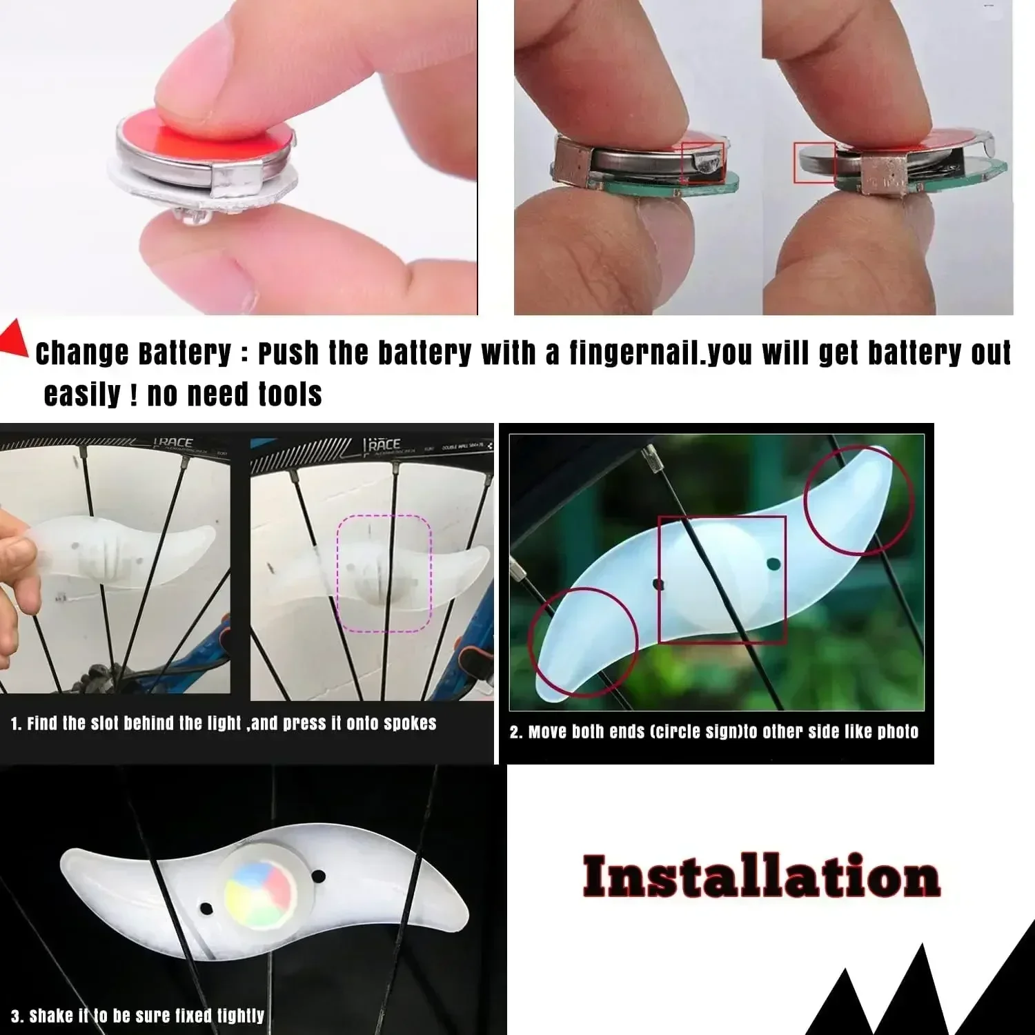 Lampu roda sepeda LED tahan air, lampu dekorasi sepeda peringatan bersepeda malam hari 3 mode