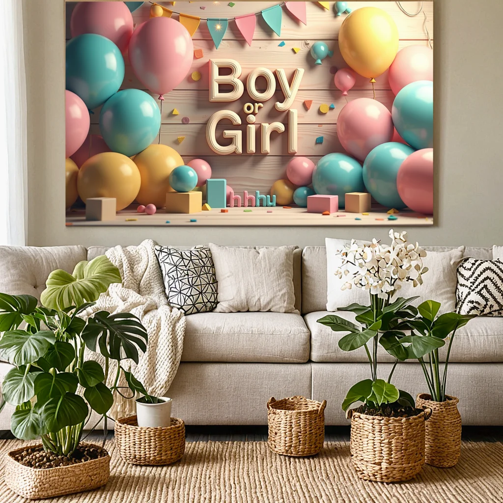 Gender Reveal Party Banner Baby Shower Decorations Photography Background Colorful Props Celebration Baby Welcome Ceremony