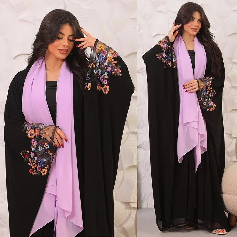 

Mq208 Spring Summer New Muslim Robe Coat Open Front Abaya Tiktok Women's Fashion Robe Abaya Ramadan Dubai Luxury Islam Elegant