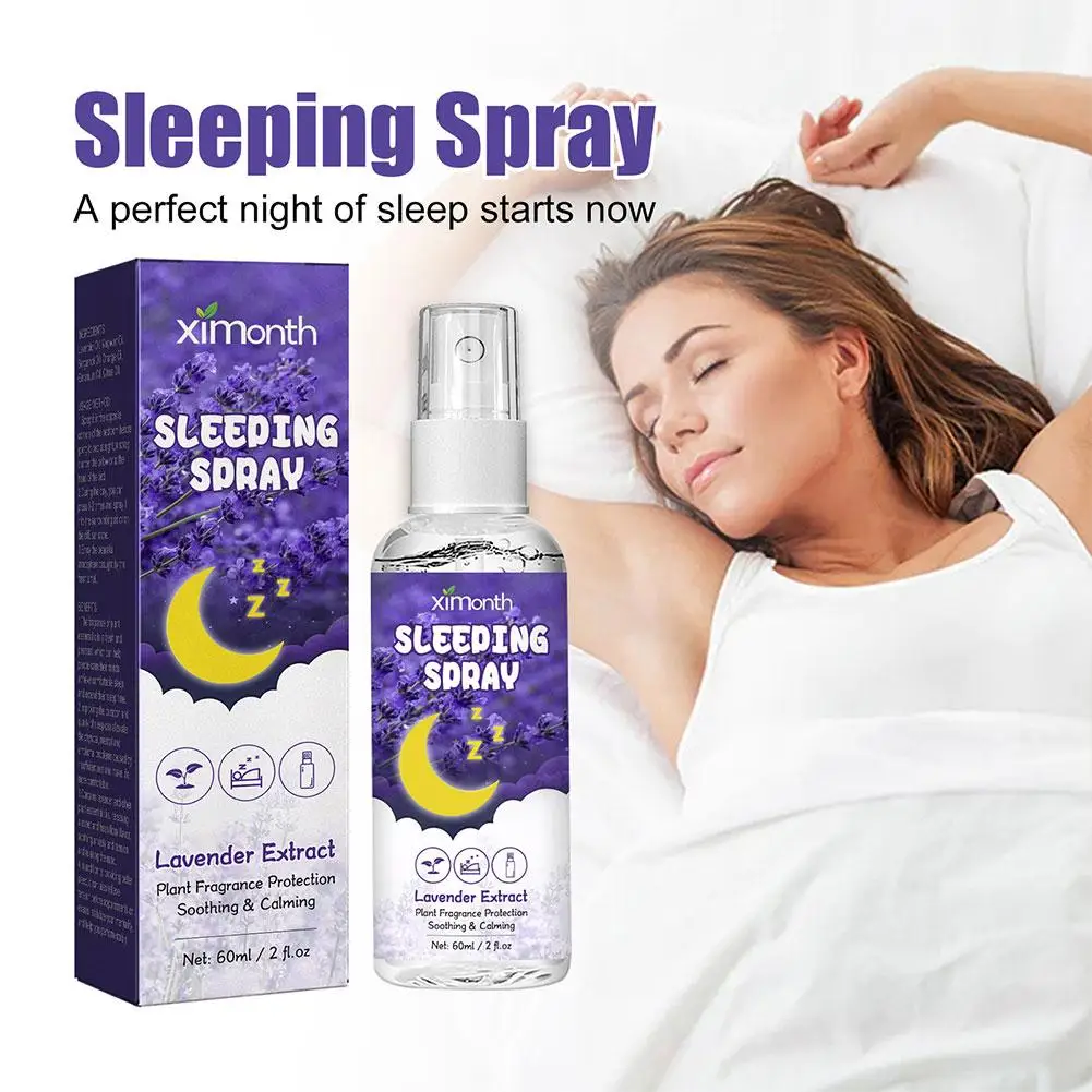 60ml Lavender Sleeping Spray Aromatherapy Sleep Pillow Mist Relieve Stress Anxiety Essential Oil Aid Fast Sleep Spray