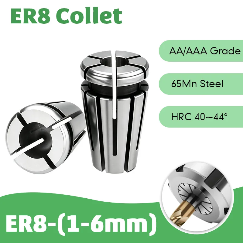 ER High Precision ER8 Collet 0.005mm/0.008mm AA UP Grade ER Collet Chuck Set 1mm 1.5mm 2mm 2.5mm 3mm 3.175mm 4mm 5mm 6mm