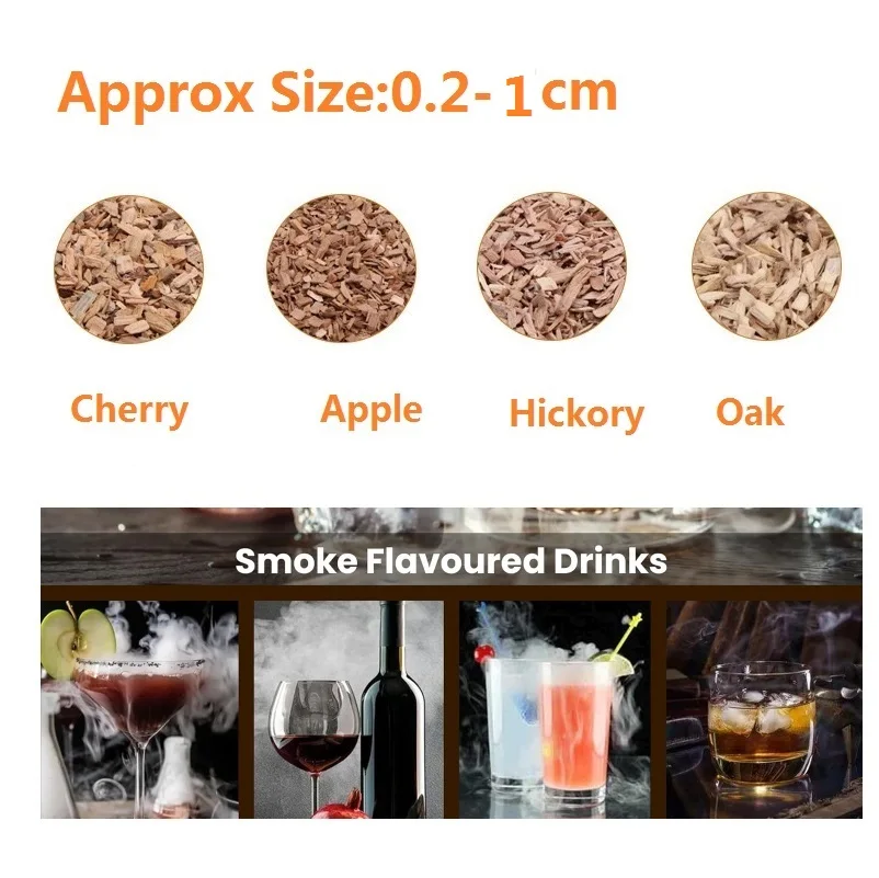 125g Natural Wood Chips Whiskey Wooden Smoked Wood Hood Smoker For Drinks Kitchen Bar Accessories BBQ Chips 10 Flavors 250/500g