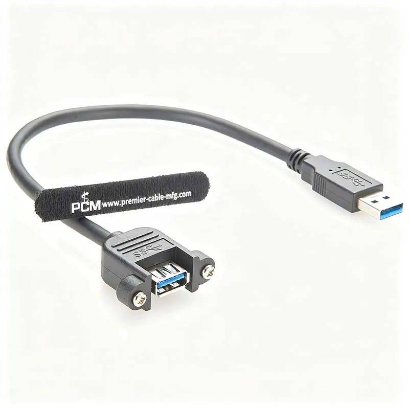 USB 3.0 Screw-Mounted Panel Extension Cable: Male-to-Female, 5 Gbps High-Speed Data Transfer for Peripheral Connections