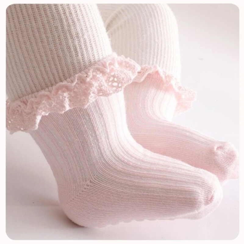 Lovely Baby Socks Small Kids Frilly Lace Fuffled Socks Cotton Princess Girls Short Socks Trendy Solid Color Ankle Socks