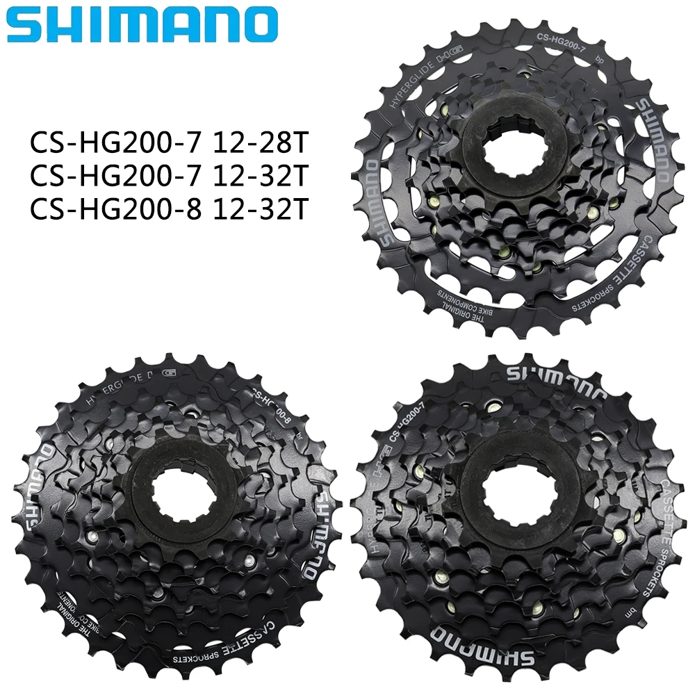 SHIMANO HG200 Cassette Sprocket 7/8 Speed CS-HG200-7/8 12-28T 12-32T Freewheel for Mountain Bike Original Bicycle Parts