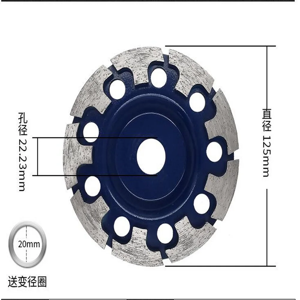 Custo de Venda De Alta Qualidade 125*22*5mm T/I/double Turbo Segmentado Wet Cup Wheel Para Moagem Mármore/granito/cerâmica/concreto