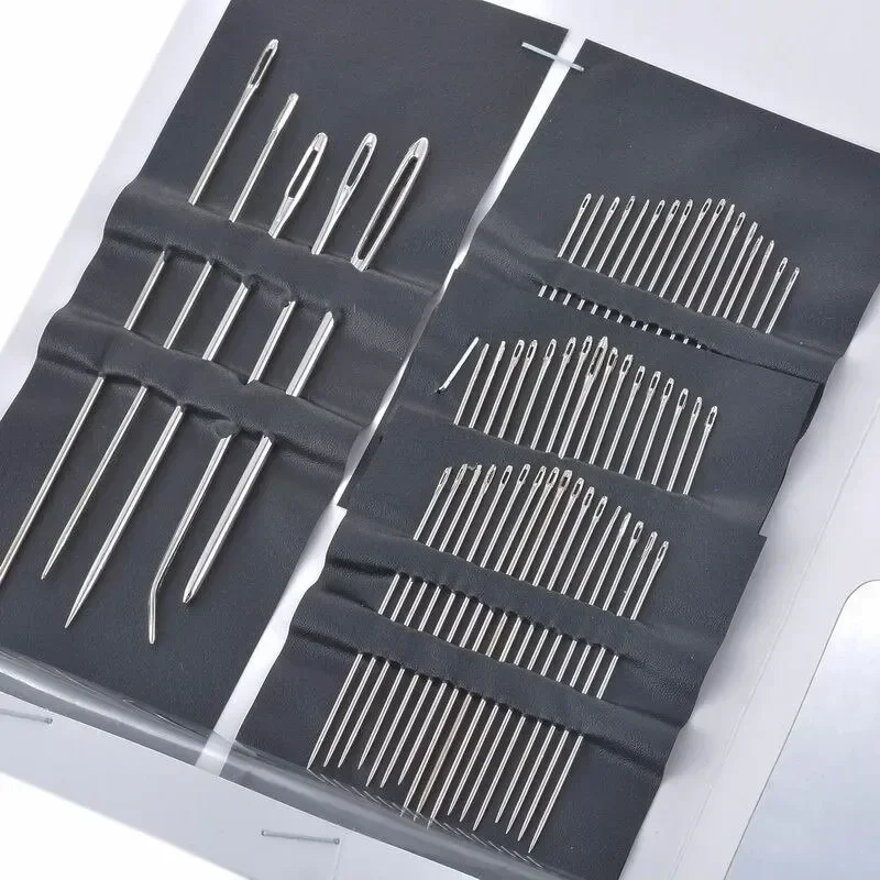 

55 Pieces Stainless Steel Big Eye Hand Sewing Needles Set with Different Sizes for Sewing Needlework Embroidery Needles