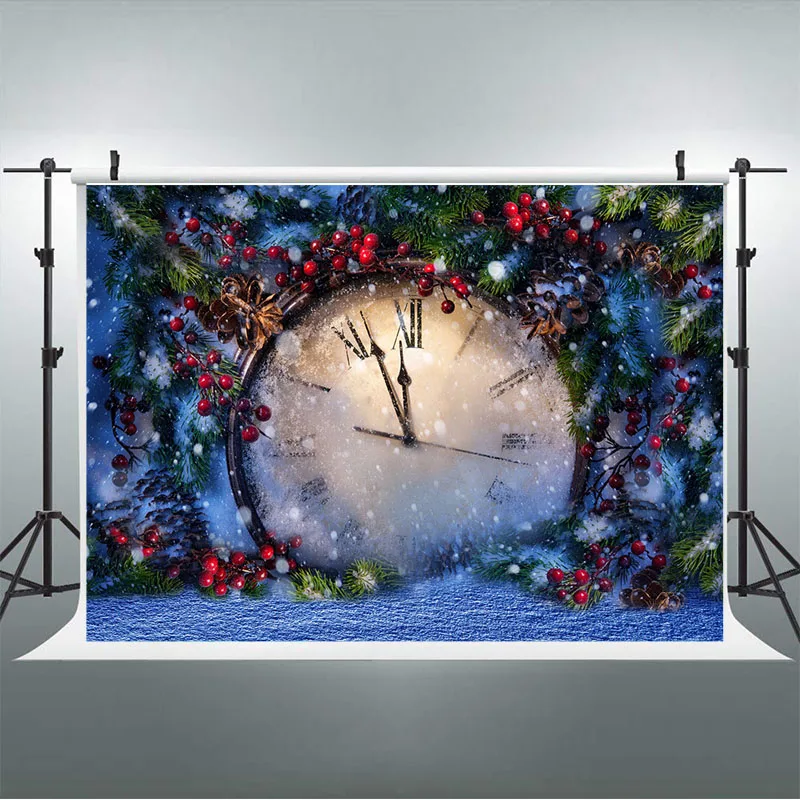 عيد الميلاد الثلوج الخلفيات للتصوير الفوتوغرافي 2022 السنة الجديدة خمر ساعة خلفية صور استوديو الدعائم الأحمر زينة عيد الميلاد