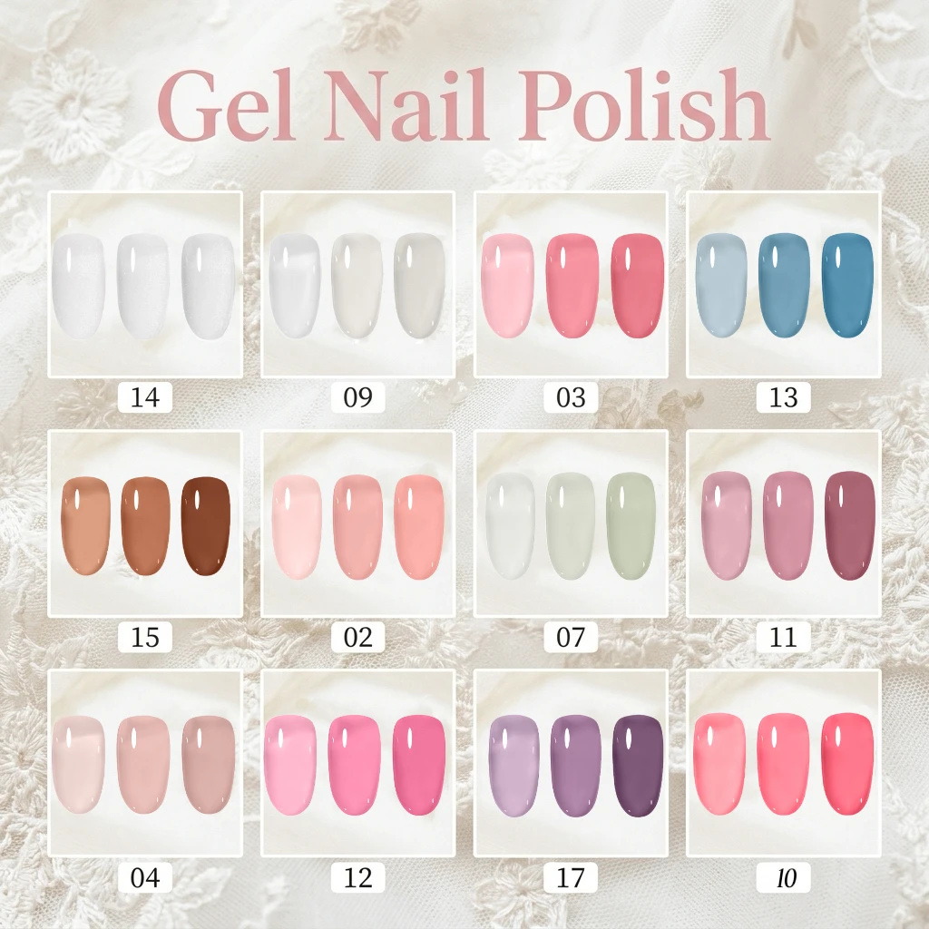 Hassleless Solid Color Gel Nail Polish, 15ml Large Capacity, Removable UV/LED Gel Polish, Made with Hypoallergenic and Environme