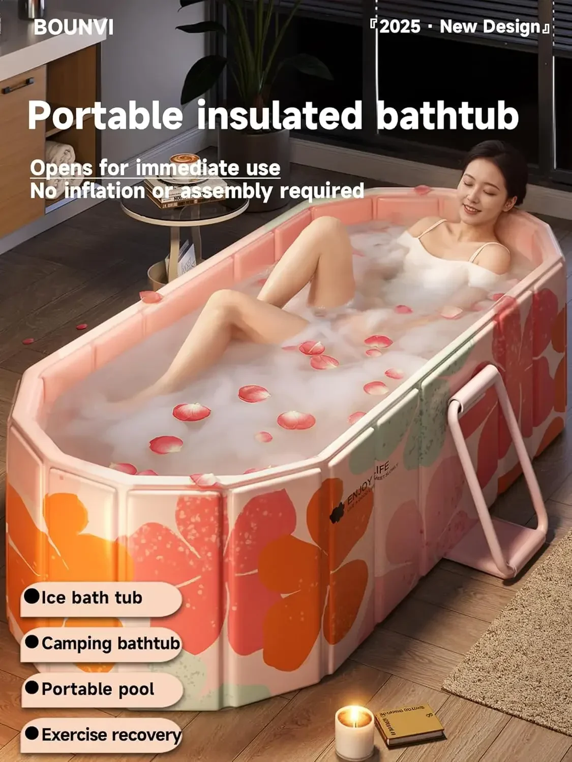 

BestsellerPortable Athlete's Insulated Ice Bath Tub - No Inflation Needed with Shower and Cover