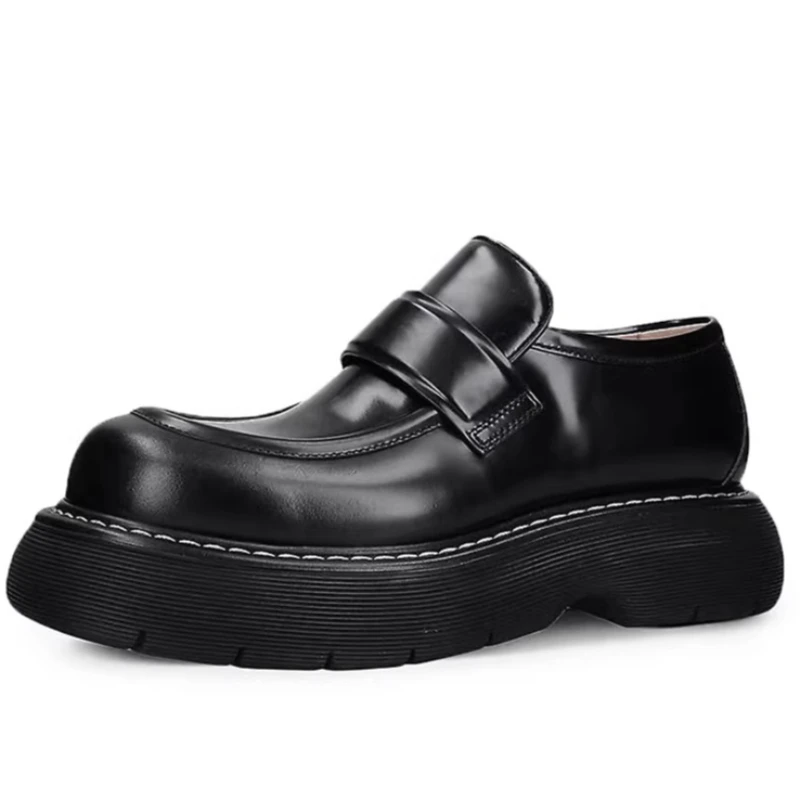 

Мужские туфли дерби в британском стиле на толстой подошве, европейские лоферы на платформе, удобная повседневная обувь из натуральной кожи, увеличивающая рост