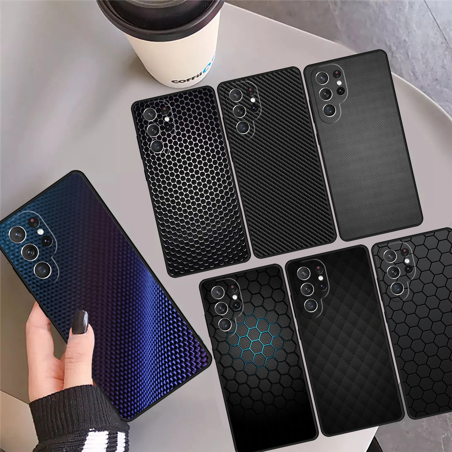 

Чехол для телефона с узором из углеродного волокна для Samsung Galaxy S25 S24 Ultra S23 S22 Plus S21 FE S20 Note 10 20 Pro lite