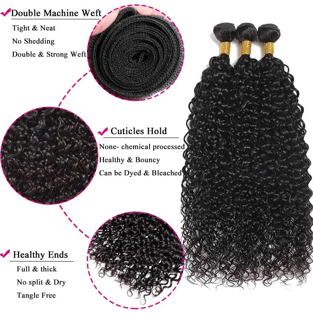 Extensiones de cabello humano rizado, 30, 32, 34 pulgadas, mechones de ondas profundas, extensiones de cabello humano, tejido brasileño, 3/4 Uds., 100% mechones de cabello crudo