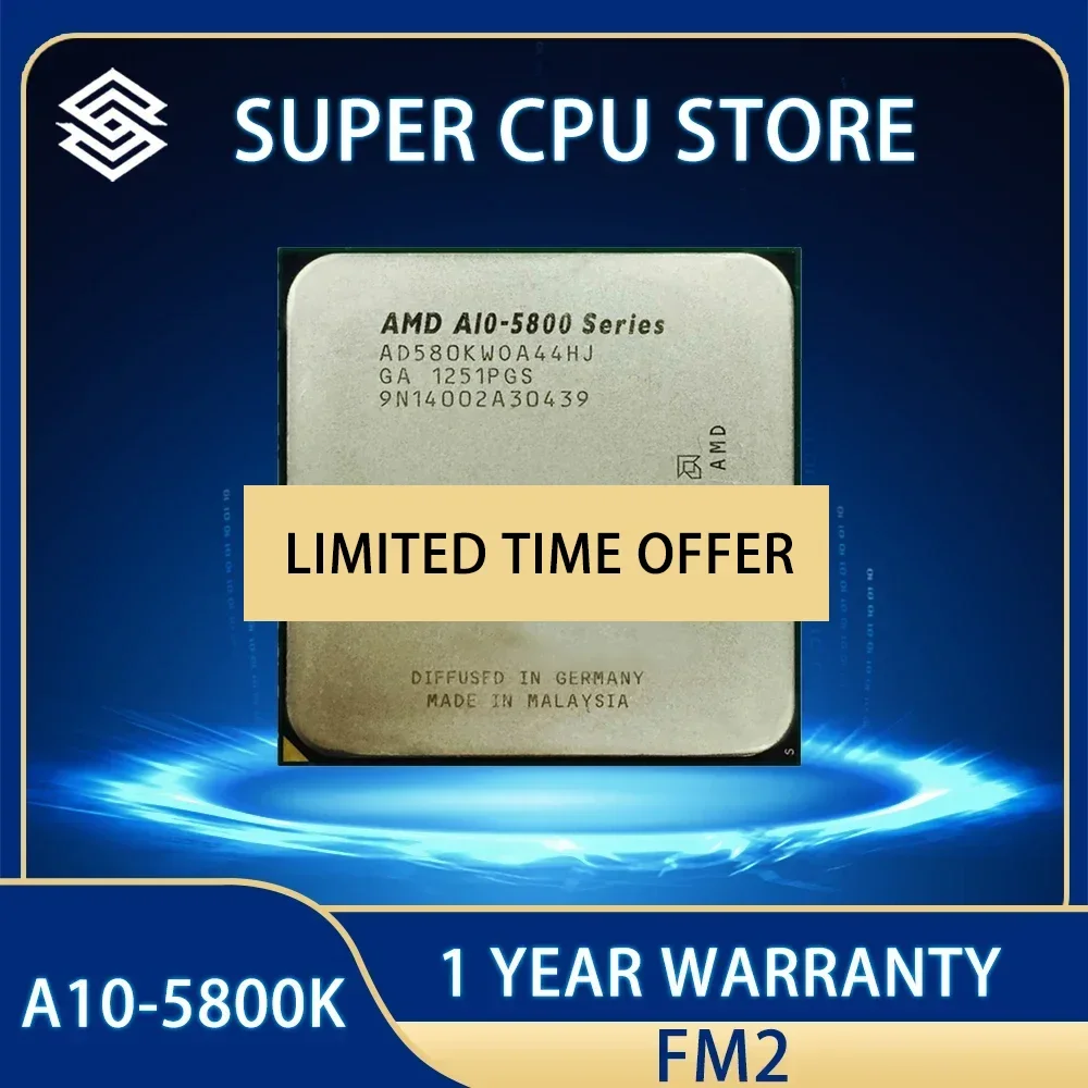 

AMD A10-Series A10-5800 A10-5800K A10 5800 A10 5800K Quad-Core CPU Processor AD580KWOA44HJ Socket FM2