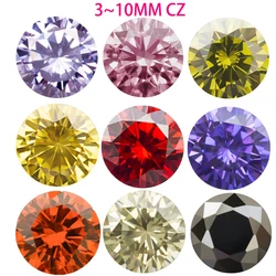 Big Size 10~50pcs 5mm 6mm 8mm (3~10mm) AAAAA Round Orange Black Olive Purple Pink  Yellow Cubic Zirconia Stone Loose CZ stones