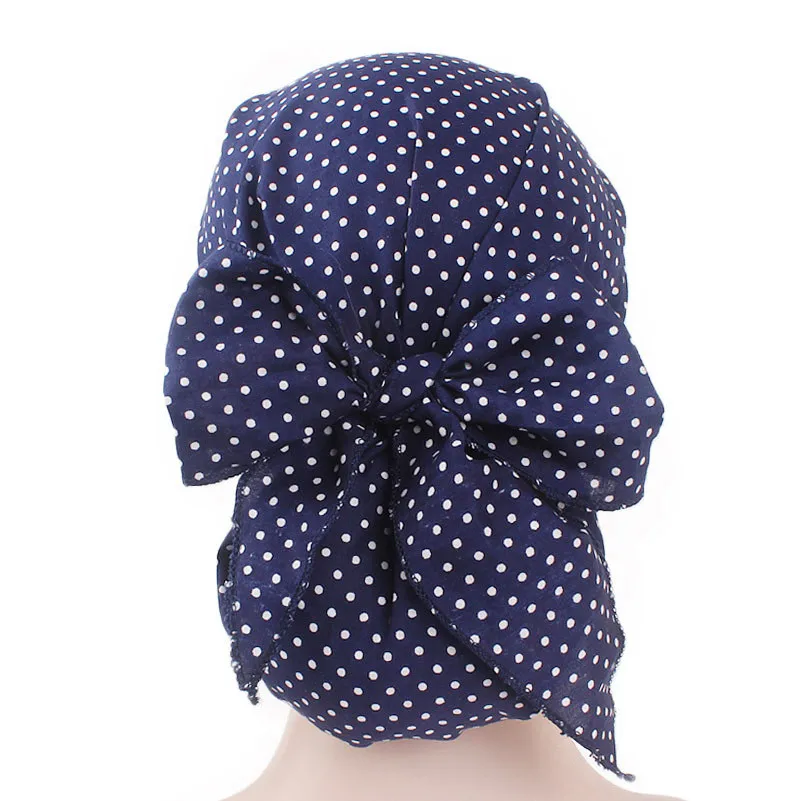 Muslim Women Elastic Print Cotton Turban Hat Scarves Pre-Tied Cancer Chemo Beanies Headwear Head Wrap Plated Hair Accessories