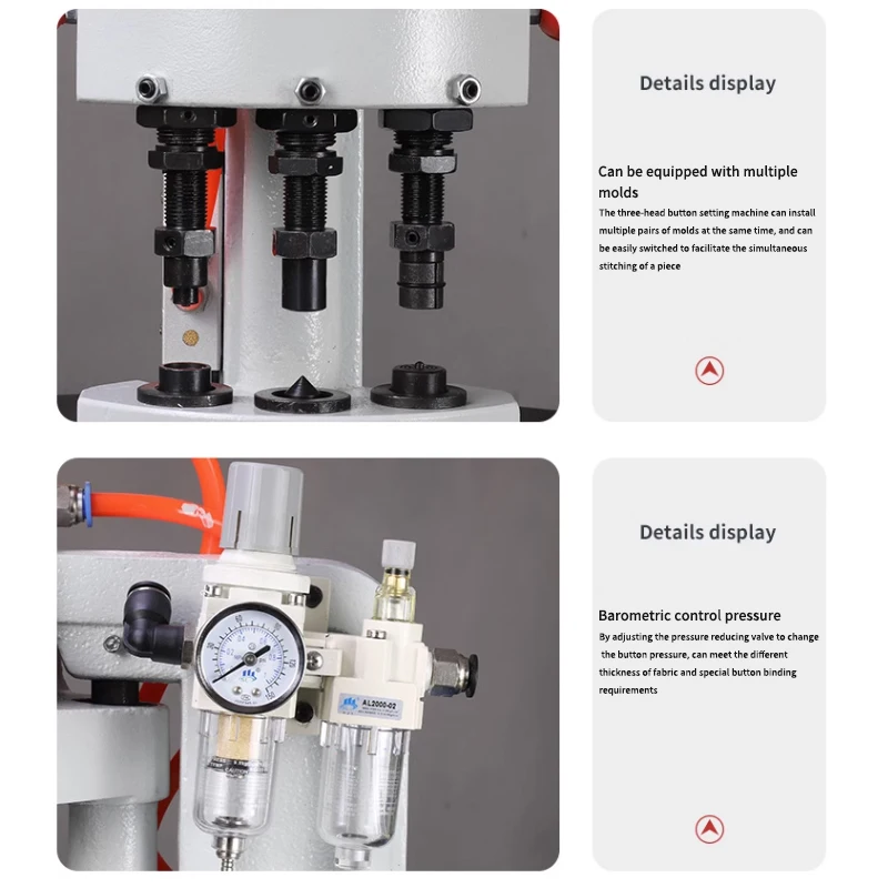 

Computer Pneumatic Mushroom Button I-Shaped Button Twisting Machine Electric Clothing Four-Button Device For Shoes Hats Leather