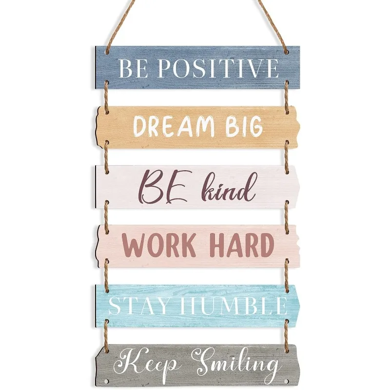 6 قطع من ألواح الحائط الريفية - لافتات خشبية ملهمة مع اقتباسات تحفيزية، ديكور مزرعة للمكتب، غرفة النوم، غرفة المعيشة #1