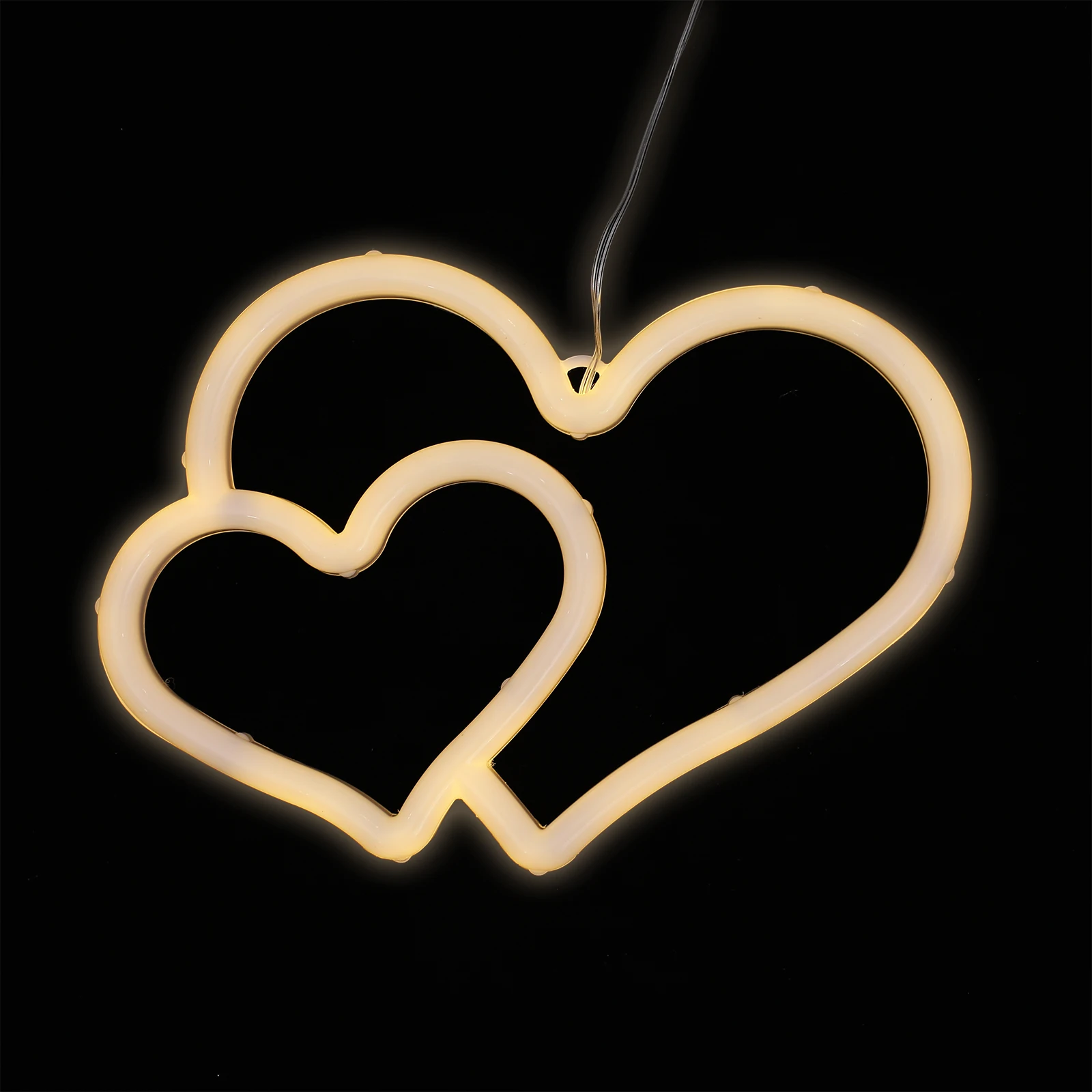 

Dual Heart Neon Light Wireless LED Modeling Lamp Rechargeable Batteries White Bedroom Living Room Study Night Lamp