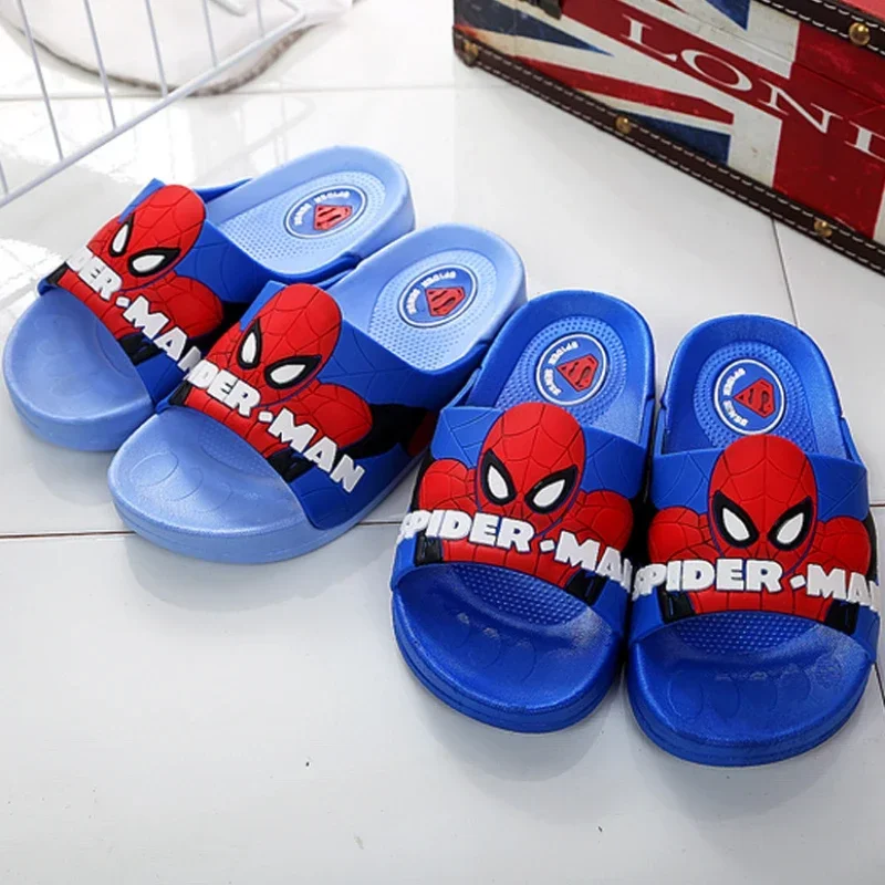 Disney Children Home Slippers Kids Cartoon Spiderman Boys Girls Soft Sole Shoes Anti-Slip Slippers Wearable in All Seasons