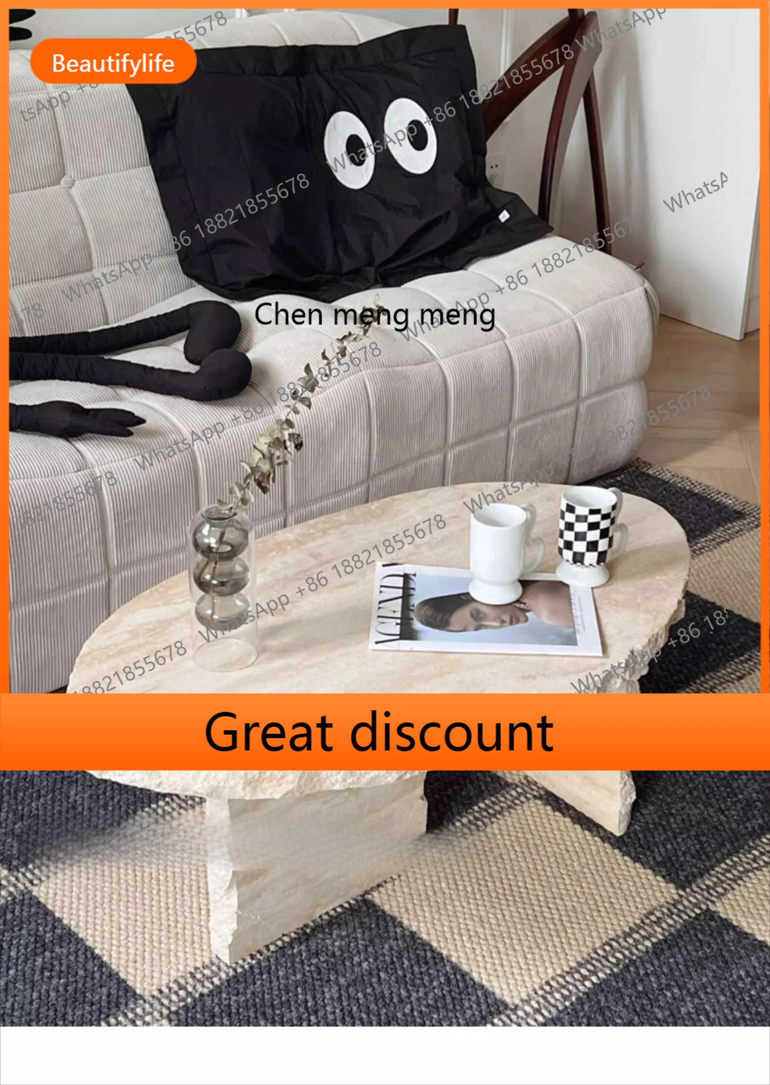 طاولة قهوة M53 من الحجر الجيري الطبيعي، رخام غرفة معيشة فاخرة وبسيطة وحديثة وبسيطة #1