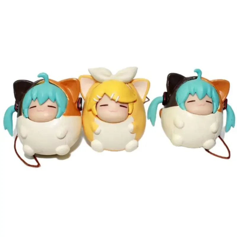 Two-dimensional Hatsune Miku Magical Future Figure Model Pendant Anime Kawaii Kagamine Rin Cute Wearable Cat Earring Keychain