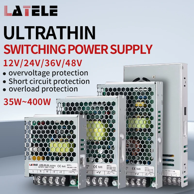 

LRS ultra-thin switch power supply 100V-240V to DC 24V12V transformer 35W50W75W100W150W200W350W monitoring LED power supply