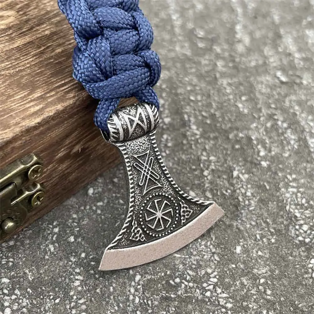 Nostalgia Slavic Kolovrat Symbol Perun Axe Charm akcesoria Viking męskie damskie runy Paracord bransoletka z koralików bransoletka biżuteria