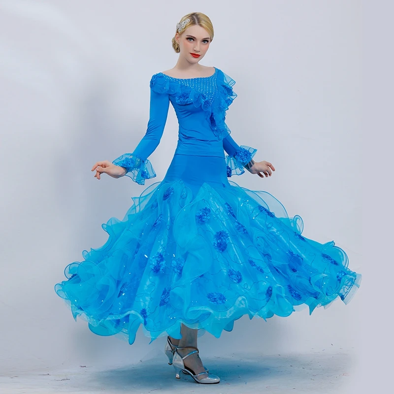 2025 New Flower Fishing Line Skirt Modern Dance Skirt Dance Ballroom Dance Ballroom Dance Big Swing Skirt Suit